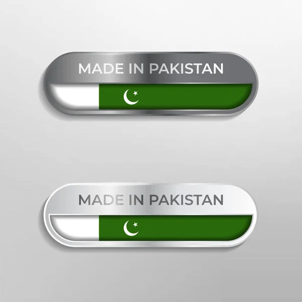 Made Pakistan Label Symbol Logo Luxury Glossy Grey White Illustration — Stock Vector