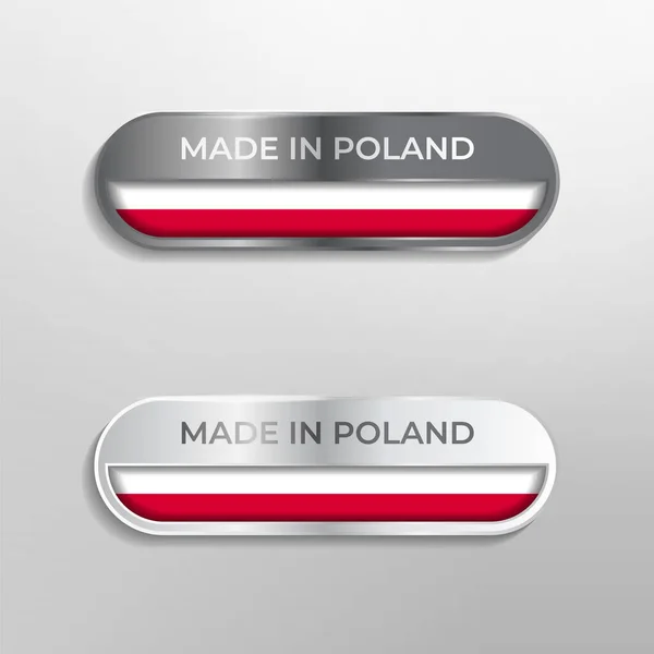 Made Poland Label Symbol Logo Luxury Glossy Grey White Illustration — Stock Vector