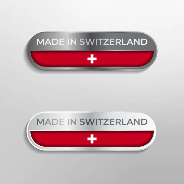 Made Switzerland Label Symbol Logo Luxury Glossy Grey White Illustration — Stock Vector