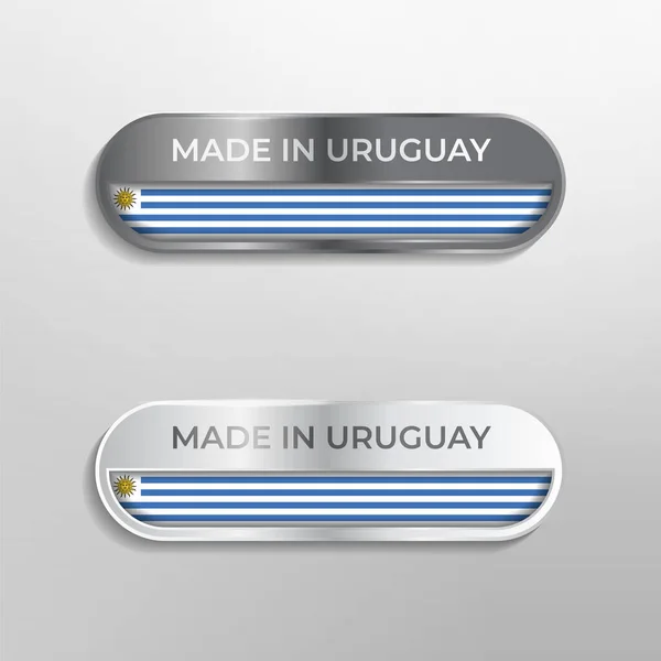 Made Uruguay Etiqueta Símbolo Logotipo Luxo Brilhante Cinza Branco Ilustração — Vetor de Stock