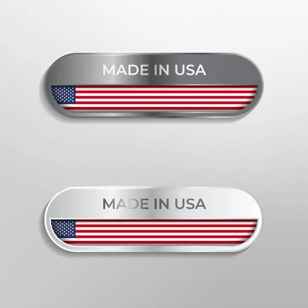 Made Usa Label Symbol Logo Luxury Glossy Grey White Illustration — Stock Vector