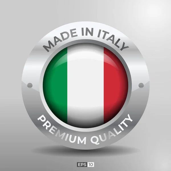 Made Italy Etiqueta Logotipo Carimbo Bandeira Redonda Nação Com Efeito — Vetor de Stock