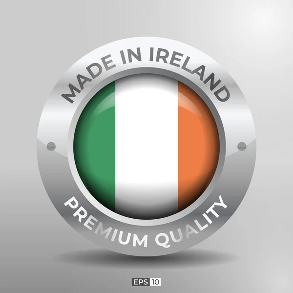 Made Ireland Etiqueta Logotipo Carimbo Bandeira Redonda Nação Com Efeito — Vetor de Stock