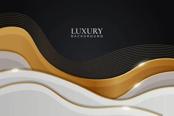 Elegant Overlapped White Shiny Golden Luxury Dynamic Paper Grey Background — 스톡 벡터