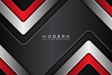 Soyut Modern Metalik Parlak Ok Kırmızı Gümüş ve Karanlık Arkaplan