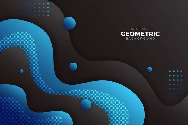 Composição Dinâmica Geométrica Abstrata Forma Fluido Sobreposta Gradiente Azul Com — Vetor de Stock