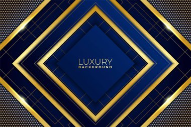Lüks Arkaplan Soyut Geometrik Parlak Altın Mavi Deniz Kuvvetleri