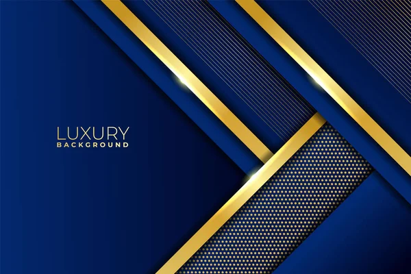 Luxus Hintergrund Abstrakte Diagonale Überlappende Geometrische Glänzendes Gold Mit Blauer — Stockvektor