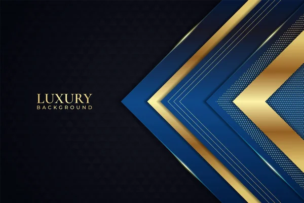 Luxus Hintergrund Geometrischer Pfeil Elegantes Blau Mit Glänzender Goldener Linie — Stockvektor
