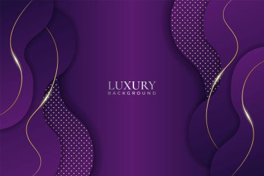 Lüks Arkaplan Üstüste gelen Mor Dinamik Şekil Altın Çizgi Parlama Efekti