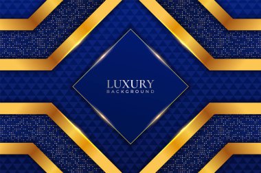 Altın Parıltılı Efektli Lüks Arkaplan Gerçekçi Geometrik Mavi