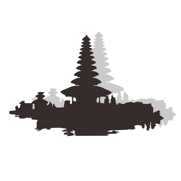 Ilustrasi Siluet Dari Kuil Hindu Bali Indonesia - Stok Vektor