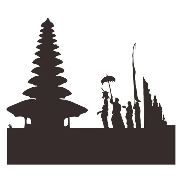 Silhouette Temple Building Temple Gate Bali Indonesia — Stock Vector