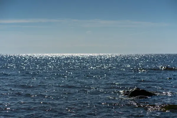 Mar Baltico Lettonia Con Orizzonte Dritto Acqua Blu Una Grande — Foto Stock