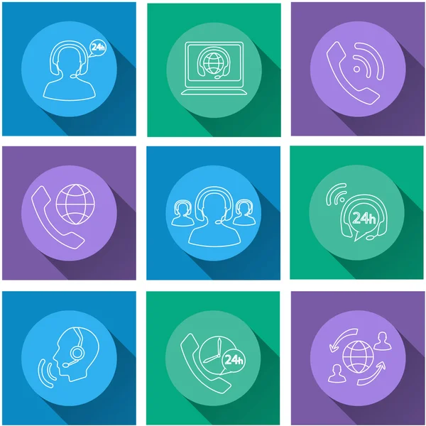 Çağrı Merkezi düz simgeler. Destek
