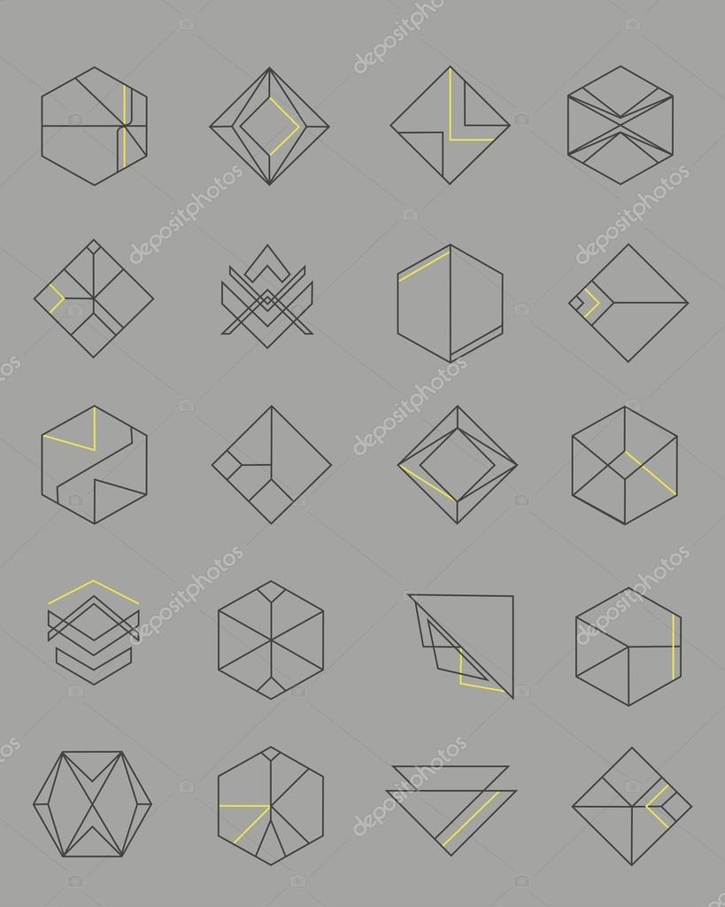 Set of outline abstract emblems.Hipster logo elements
