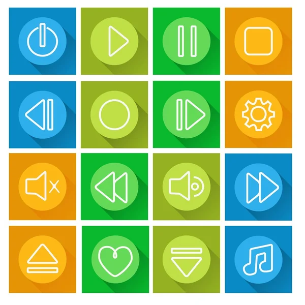 Medya oynatıcı Icon set. Düz tasarım