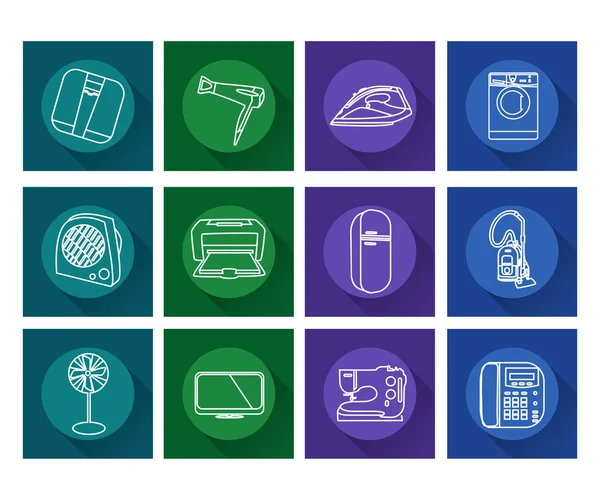 Ev aletleri simgeler. Düz vektör 