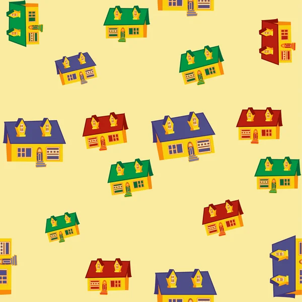 Evleri ile Seamless modeli. Düz tasarım