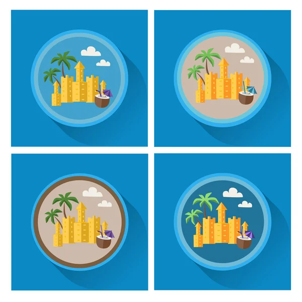 Vektör yaz simgeler. Düz tasarım.