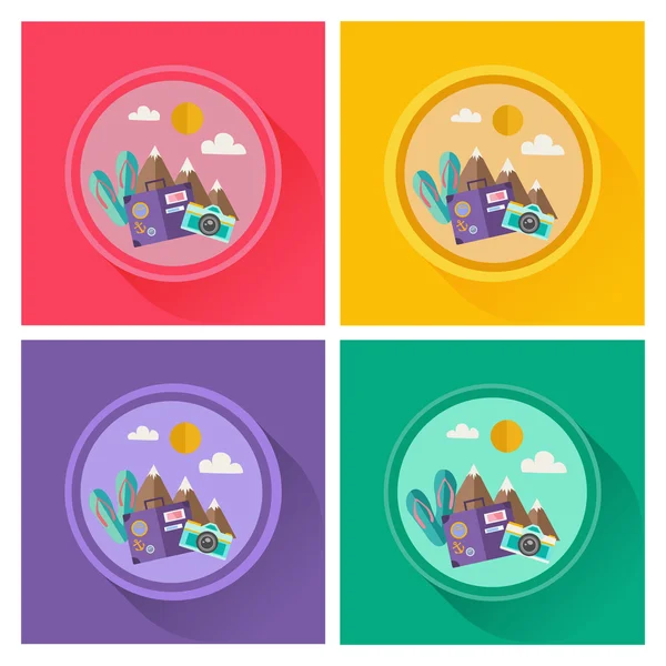 Vektör yaz simgeler. Düz tasarım.