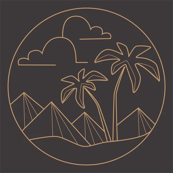 Vektör düz çizgi logolar, avuç içi, piramids.