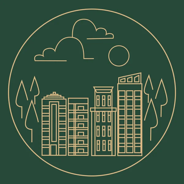 Vektör buldings, amblemler anahat tarzı 