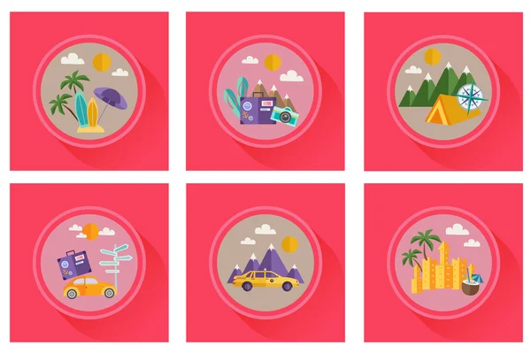 Vektör yaz simgeler. Düz tasarım