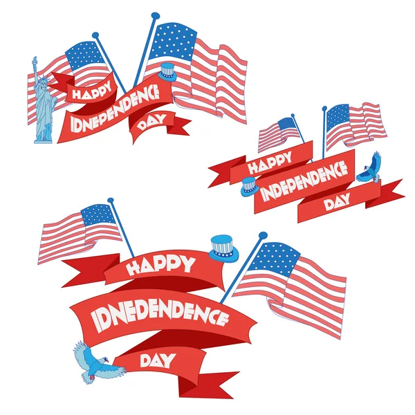 Happy independence day banner. Flat illustration 