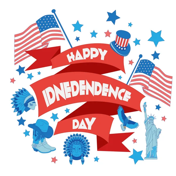 Happy independence day banner. Flat illustration 