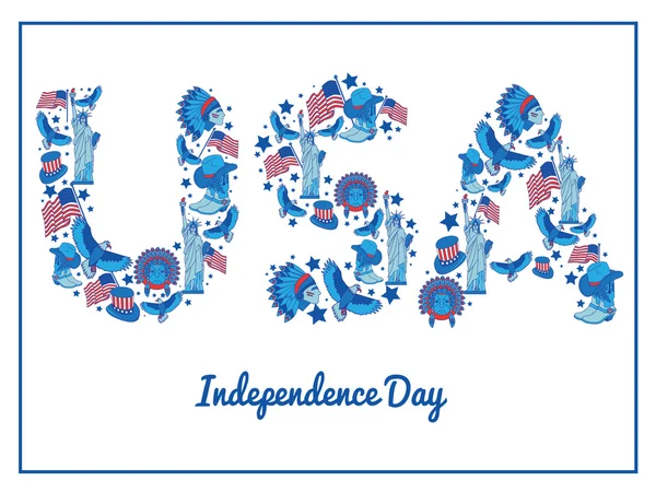 USA  independence day. Flat illustration typography,flat vintage style