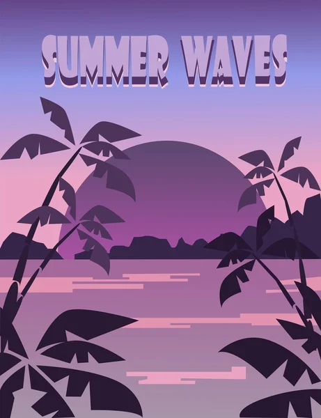 Yaz VINTAGE poster, tropikal plaj, avuç içi