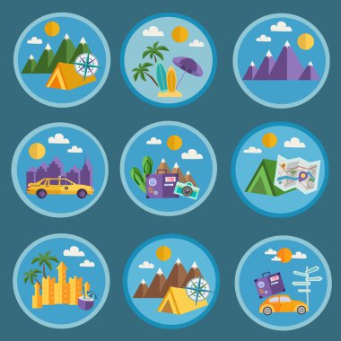 Yaz, tatil Icons set