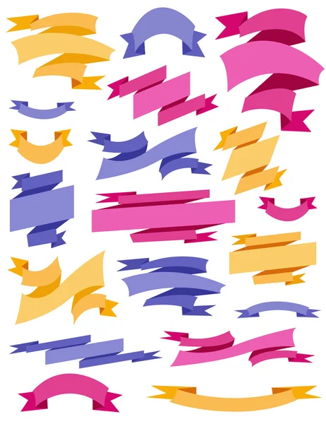 バイオレット、ピンクと黄色の曲線リボン ロイヤリティフリーのストックイラスト
