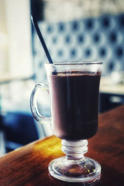 Chocolate Quente Servido Mesa Conceito Alimentos Bebidas — Fotografia de Stock