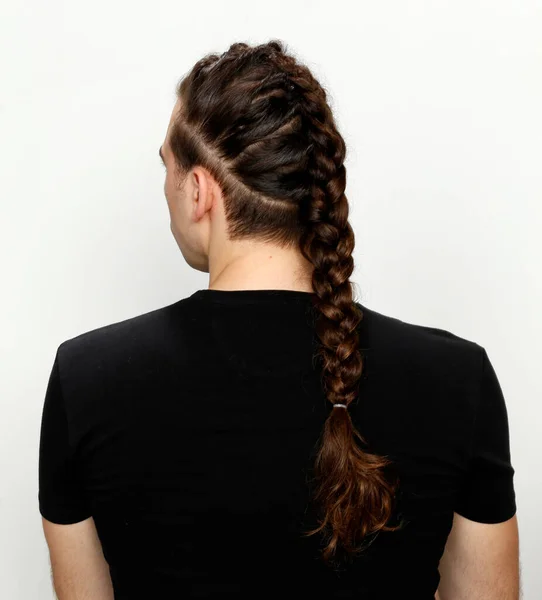 Stylish Male Model Braids Posing Studio Isolated Background Style Hairstyle — Stock Photo, Image