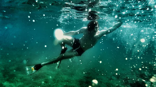 Podwodne Nurkowanie Relaks Sport Światło Słoneczne Podróże Zdrowy Tryb Życia — Zdjęcie stockowe