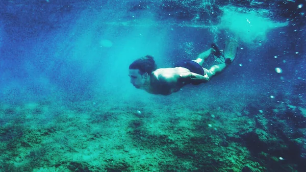 Podvodní Potápění Relaxace Sport Sluneční Svit Cestování Zdravý Životní Styl — Stock fotografie