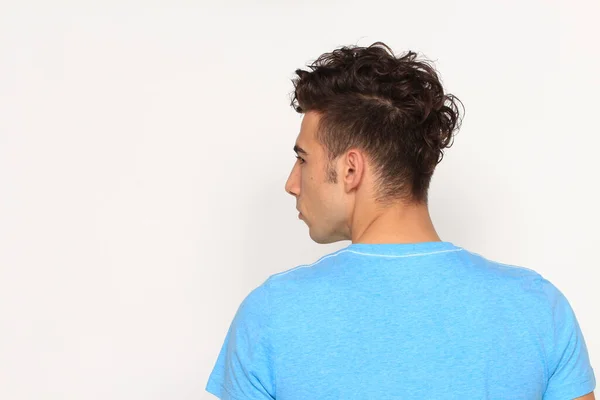 Привлекательная Мужская Модель Короткими Волосами Позирует Студии Изолированном Фоне Стиль — стоковое фото