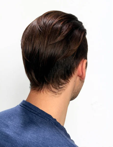 Приваблива Чоловіча Модель Коротким Волоссям Позує Студії Ізольованому Фоні Стиль — стокове фото