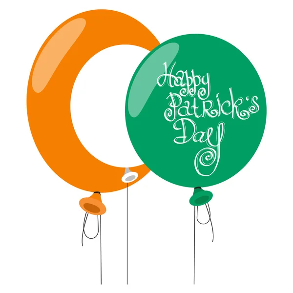 Three balloons in the colors of the Irish flag. Congratulations to the St. Patrick\'s Day.