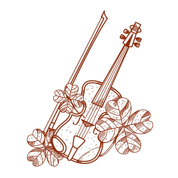 Скрипка с четырехлистным клевером . — стоковое фото
