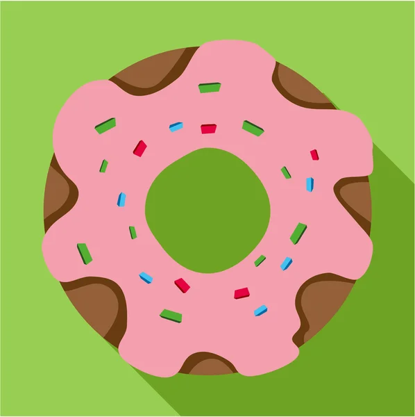 Doughnut in pink glaze flat icon. Modern colored icons in a flat design with long shadow. — Stock Photo, Image