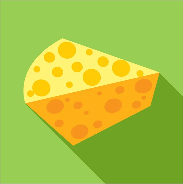 Un pedazo de queso icono plano. Iconos de colores modernos en un diseño plano con sombra larga . —  Fotos de Stock