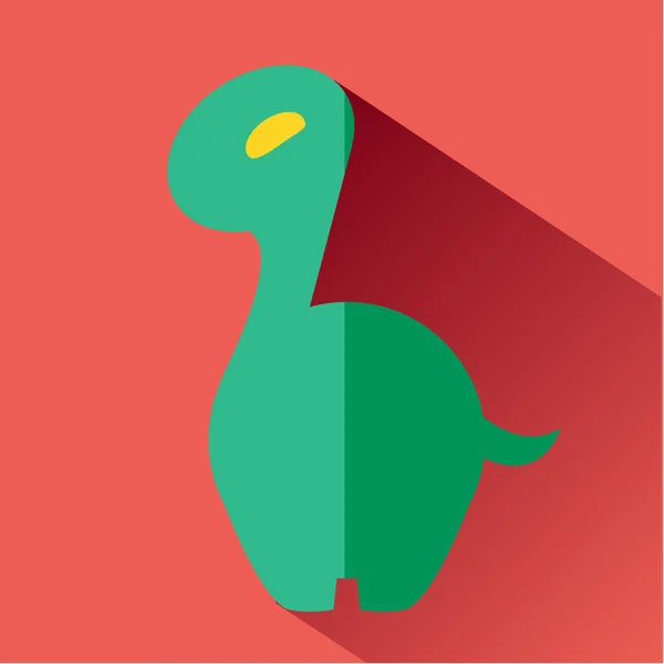 Kleine groene dinosaurus pictogram. Moderne gekleurde pictogrammen in een platte ontwerp met lange schaduw. — Stockfoto