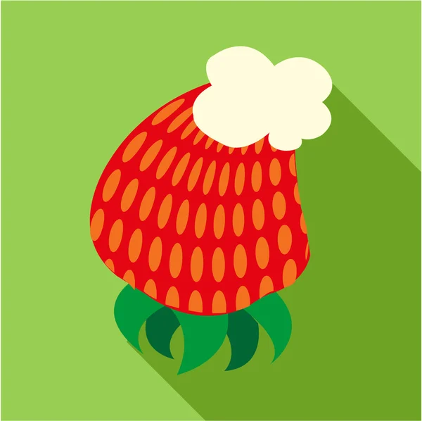 Strawberries and cream flat icon. Modern colored icons in a flat design with long shadow. — Stockfoto