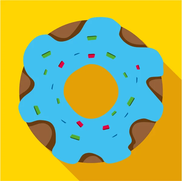 Doughnut in blue glaze flat icon. Modern colored icons in a flat design with long shadow. — Stock Photo, Image