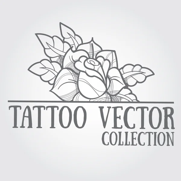 Czarno-biały rysunek z róży, tatuaż zarys szkicu. — Zdjęcie stockowe