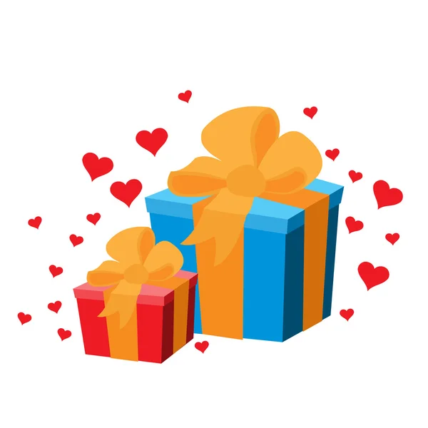 Drawing boxes with gifts tied with ribbons. — Stock Photo, Image