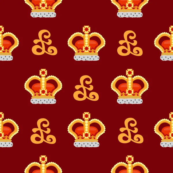 Seamless pattern with monarch crown on the noble burgundy background. — Stock Photo, Image